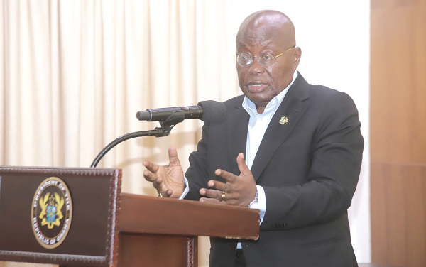 President Nana Addo Dankwa Akufo-Addo addressing a delegation from the Forex Bureaux Association of Ghana at the Jubilee House in Accra yesterday. Picture: SAMUEL TEI ADANO